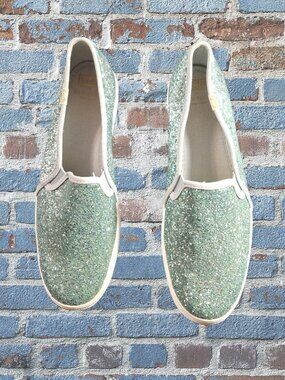 Keds Size 8 Silver Glitter Slip on Shoes Like New Condition